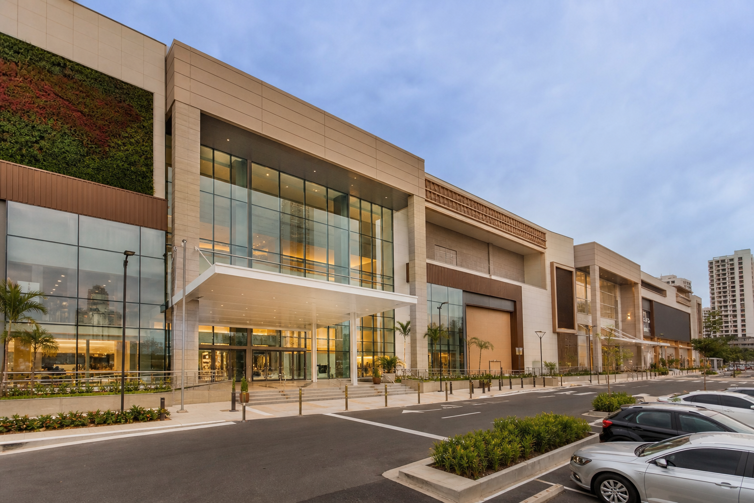 Obra de fachada em shopping